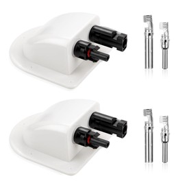 Udbrud Roof Feed-Out, Pack of 2 IP68 Solar Double Cable Grommet ABS Waterproof 2-Way Solar Panel Cable Guide for Solar Panels Caravan Boat Solar Project (White)