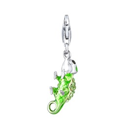 Nenalina Chameleon 714142-001 Carabiner Charm Pendant for Charm Bracelet 925 Sterling Silver, Sterling Silver, Crystal