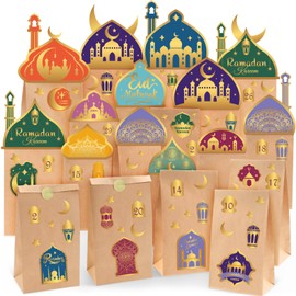 Encham Encham Ramadan Kalender Papiertüten ramadan deko Ramadankalender zum Befüllen muslimischen deko Islam zuckerfest deko Eid Mubarak DIY Geschenktüten Kraftpapiertüten