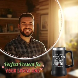 First Fathers Day Gift for New Dad from Baby Boy, Girl, Son, Daughter Mom - Our First Fathers Day Dad and Baby - 1st Father's Day Gift - Daddy's Sippy Cup Beer Stein 24oz - New Daddy Gifts 1st Time