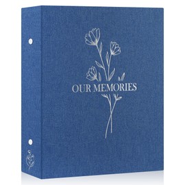 Lanpn Photo Album 6x4 Slip in, OUR MEMORIES Linen 400 Pockets Photo Albums Holds Portrait Only 10x15cm Picture Blue