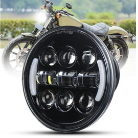 bamotoop 5-3/4" 5.75 Inch Round Led Headlight with Turn Signal High Low Beam DRL Compatible with Harley Sportster XL 883 1200 Dyna