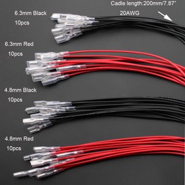 RUNCCI-YUN 40Pcs 4.8mm 6.3mm female spade connectors,Insulated Crimp Terminals Wire Crimp Terminal Spade Crimp Connector for DIY Electrical Motorcycle Vehicle Boat Electrical Wiring