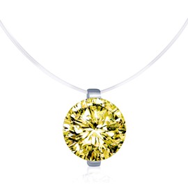Unendlich U Women’s Creative Solitaire Necklace, 925 Sterling Silver, Multicoloured Cubic Zirconia Pendant On Transparent Fishing Line, Nylon Chain, Silver, yellow