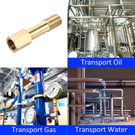 M METERXITY 4 Pack Extension Connection Pipe Fitting - Brass Hexagonal Coupling Converter Adapter Application Industrial Use (G1/8 Female to G1/8 Male 50 mm Golden)