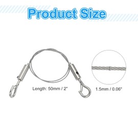 MECCANIXITY 50 x 1.5mm Adjustable Hanging Wires Kit, Heavy Duty Stainless Steel Wire Rope with Double Hooks for Picture Photo Light LED Screen Curtain Billboards DIY Mounting Clamp Pack of 4