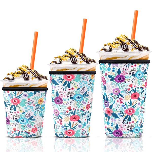 Iced Coffee Cup Sleeve for Large Sized Cups, Reusable Neoprene