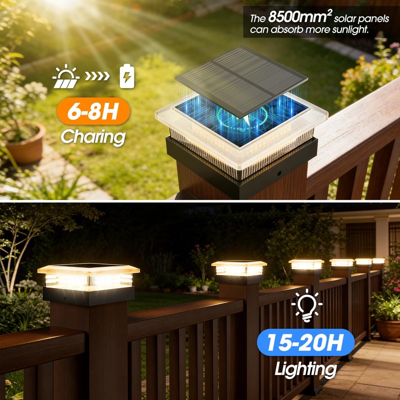 4x4 Solar Post Cap Lights 8 Pack, 96 LED/4 Lighting
