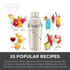 OGGI Dial A Drink Cocktail Shaker - Warm Gray, 15 Recipes, Built in Strainer, 34 oz - The Original and Only Dial A Drink - Ideal Home Bar Drink Mixer, Bartender Kit, Essential Bar Accessories
