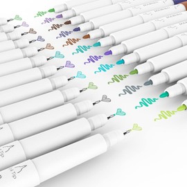 DOOHALO Fine Point Pens Set (48Pcs) for Cricut Maker 3/Maker/Explore 3/Air 2/Air,Dual Tip Marker Pen(0.4 Tip and 1.0 Tip),Dual Tip Coloring Brush Pen for Writing and Drawing