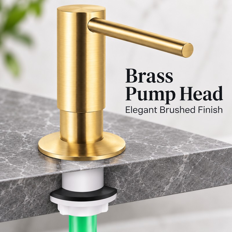 Brass Liquid Soap Dispenser for Kitchen Sink & Bathroom –