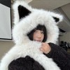 Thick Plush Fur Balaclava Winter Hat with Fox Ears & Scarf for Kids 3731 (One Size) White 3ea