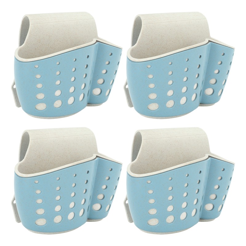 4Pcs Sink Sponge Holder PP 2 Layer Adjustable Strap Soap