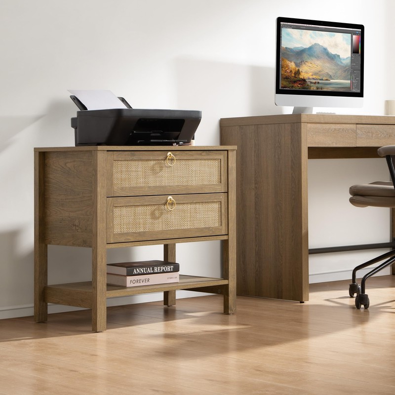 SICOTAS Night Stand with Drawers and Storage Shelf - Large