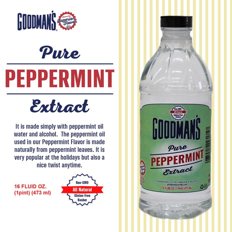 Goodman's Pure Peppermint Extract - Gluten-Free, Non-GMO, Kosher, Low Carb