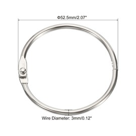 PATIKIL 20pcs 52.5mm Diameter Binder Rings Removable Metal Book Loose Leaf Rings for Home Office Index Cue Revision Card Silver Tone