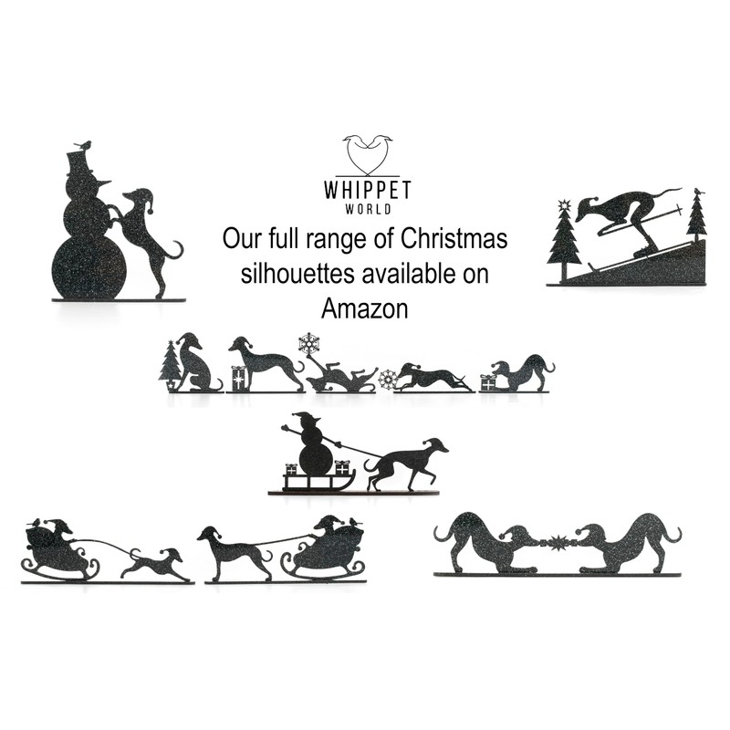 Skiing Whippet Greyhound Silhouette Ornament - Handmade Festive Decor for