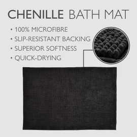 Allure Bobble Chenille Large Bath Mat Non Slip 60 x 90cm - Soft, Absorbent, Easy Care (Dark Green)