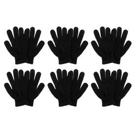 6 Pairs Cold Weather Thermal Warm Stretchy Gloves, Winter Magic Gloves, Warm Stretchy Knit Gloves, Black One Size Winter Gloves, Winter Gloves Fits Most Men Women Teens for Running, Driving, Hiking