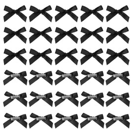 sourcing map Mini Bow Hair Clip Small Cute Bowknot Ribbon Colorful Satin Tiny Bows Clips Pins Barrettes Hair Accessories for Girls Women Girlfriend (Pack of 30, Black)