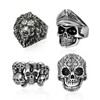 Pack of 4 Skull Ring, Animal Lion Head Ring, Stainless
