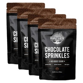 Keto Sprinkles, 6 oz. Larger Value Size, Dye Free, Non-GMO, Plant-Based, Vegan, Gluten Free, All Natural, No Artificial Coloring, Sugar Free Sprinkles, 1g Net Carb (Chocolate, 4 Pack)