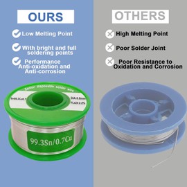 iETong Solder Wire Lead Free, 0.8mm Rosin Core Solder Tin Soldering Wire 100g, Sn99.3 Cu0.7 for Electrical PCB circuit board, DIY, home improvement Electrical Soldering