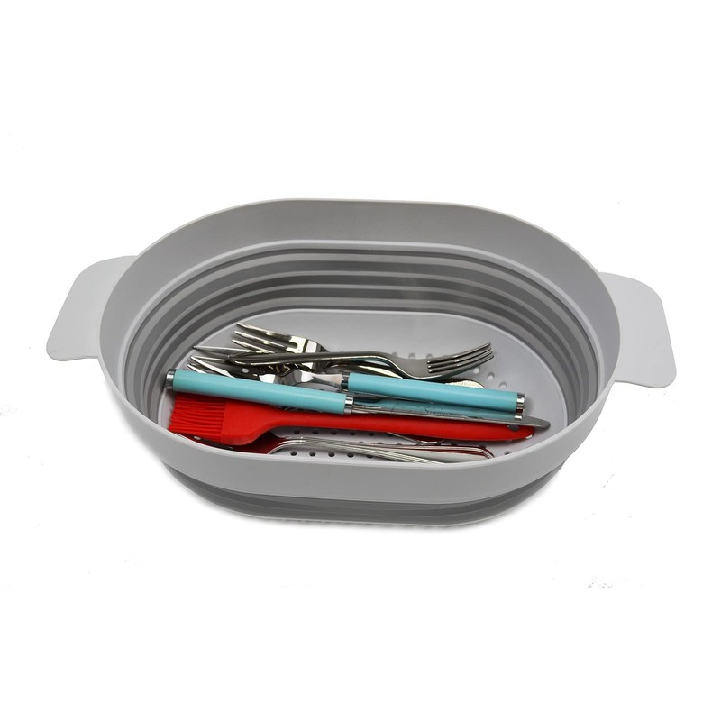 SAMMART 3L Over The Sink Oval Colander (Grey, 1)