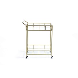 Christopher Knight Home Louise Indoor Industrial Modern Iron and Glass Bar Cart, Gold