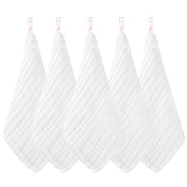 koo-dib Baby Muslin Washcloths Muslin Squares Baby Essentials for Newborn Muslin Burp Cloths for Baby Towels Muslin Clothes Baby Soft Bath Towel And Wash Cloth for Newborn Baby Gift 10 Pack (25x25cm)