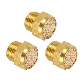 sourcing map 3 pcs Pneumatic Exhaust Muffler, 1/8" NPT Male Sintered Bronze Muffler Air Line Fittings for Pneumatic Tools and Industrial Machinery