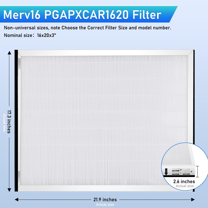 PGAPXCAR1620 Merv16 Replacement Filter Compatible With Bryant/Carrier Purifier PGAPXCAR1620 APGAPXCAR1620