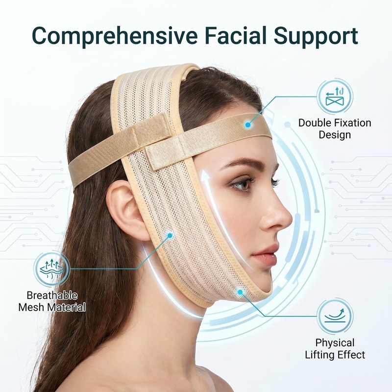 Post Surgery Facial Compression Strap, Adjustable Chin Neck Wrap for
