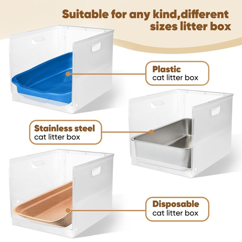 Multifunctional Cat Litter Box Enclosure, High Sided Cat Litter Box