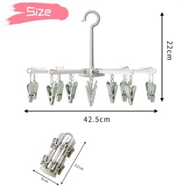 HIDOSNG Coat Hanger Sock Dryer, Sock Hanger for Washing Line, 20 Peg Folding Sock Hanging, Travel Portable, Quick Drying, Suitable for Socks, Baby Clothes，Towels