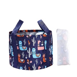 Navy Blue Collapsible Print Foot Soak Tub 15L Travel Feet Basin