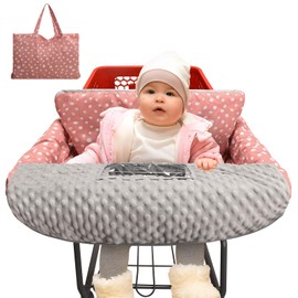 Pozico Shopping Cart Cover for Baby,High Chair Cover or Cart Cover for Babies,Baby Shopping Cart Cover Machine Washable/Portable with Free Carry Bag-Pink Polka Dot Print