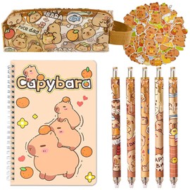 KYRESS Cute Capybara Stationery Set Stuff Gifts, Include Ballpoint Pens Stickers Notebook Pencil Cse