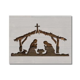Baby Jesus Stencil Bethlehem Manger Christmas Template Reusable for Painting on Walls, Wood, Arts and Crafts (51) - 5.5 x 8.5 Inches