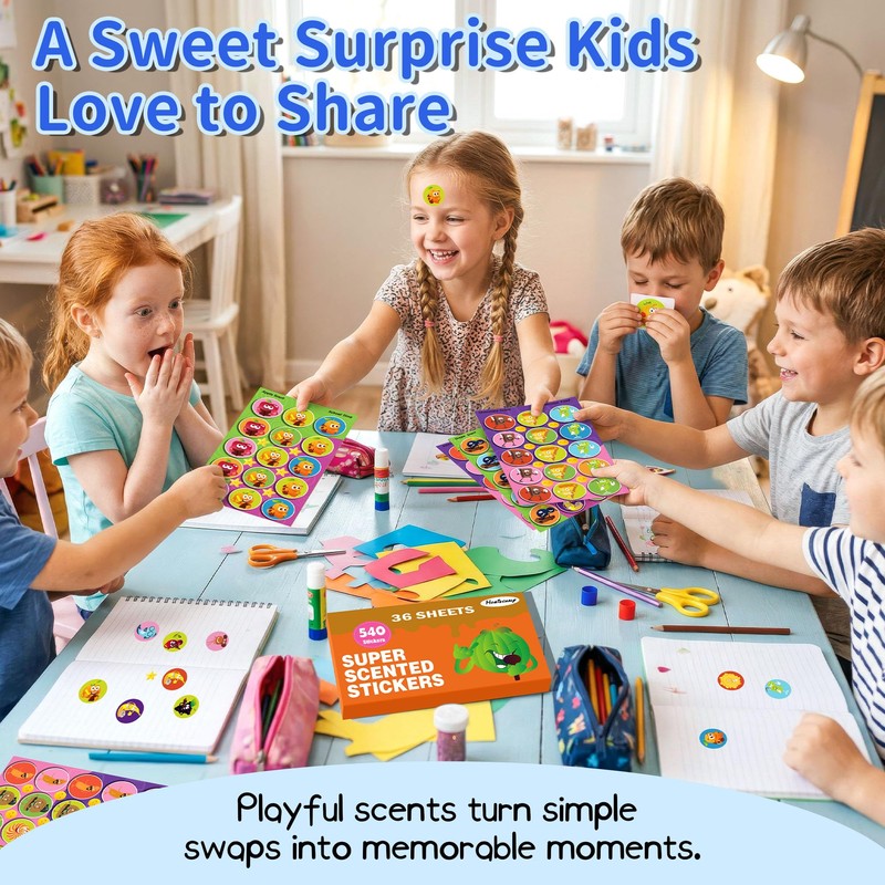 HORIECHALY 540 PCS Scented Stickers,Scratch and Sniff Reward Stickers