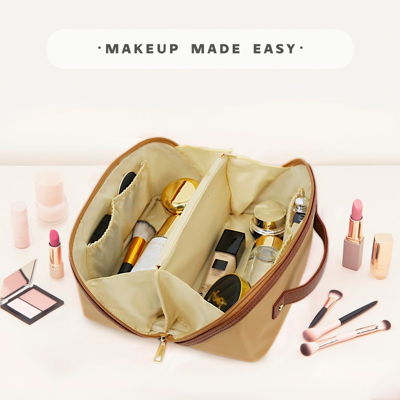 JINYIBAGS Travel Makeup Bag – Large Cosmetic Organizer with Waterproof