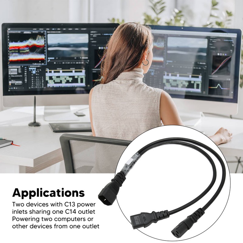 Single C14 to Dual 5 15R C13 Cord Short Power