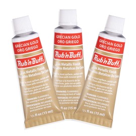 AMACO Rub n Buff Wax Metallic Finish - 3 Rub n Buff Grecian Gold 15ml Tubes - Versatile Gilding Wax for Finishing Furniture Antiquing and Restoration - Rub and Buff Colors Set of Three