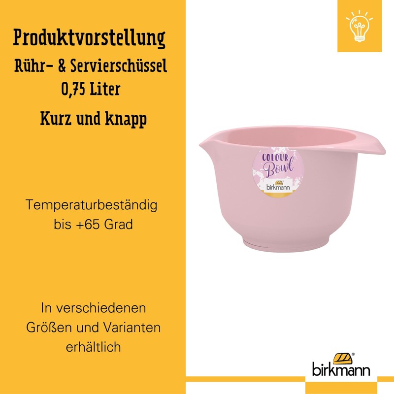 Birkmann, Colour Bowls, Mixing and Serving Bowl, Small, 0.75 Litres,
