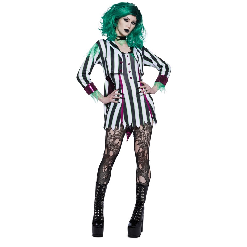 Dolls Kill BetelJuice Black & White Striped Costume - Undead