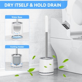 TRENTI Toilet Brush, Toilet Brush and Holder Set, Toilet Bowl Brush Head with Ventilated Holder, Wall Mounted Compact Toilet Brush Set for Bathroom Deep Cleaning (1, White)