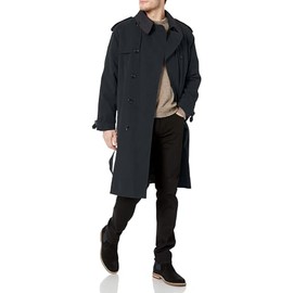 LONDON FOG Men's Iconic Trench Coat, Dark Navy, 46R