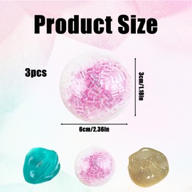 3 PCS Crunchy Stress Ball, Squish Ball, Fidget Toys Squishy, Squishy Fidget Toys, 6cm Coconut Oil Sea Blue Purple Crushed Ice Handmade Stress Relief Balls, Ideal for School, Office & Anxiety Relief