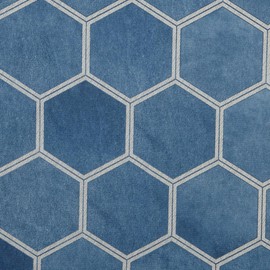 Kt KILOtela - Digital Printed Canvas Fabric, Half Panama Organic Cotton, Decoration, Upholstery, Cushions, Curtains, Bedspreads, Width 280 cm, Choice of Length 50 in 50 cm, Bohemia, Geometric, Blue