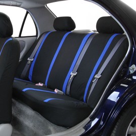 FH Group Car Seat Covers Rear Set Cloth - Car Seat Covers with Removable Headrest,Universal Fit,Automotive SeatCovers,Washable Car SeatCover for SUV,Sedan,Van Blue